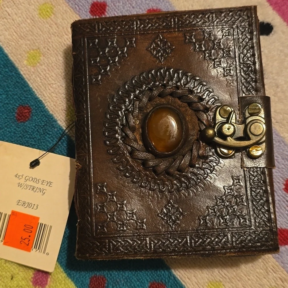 ♥️BUY 2 GET 1 FREE Earthbound Embossed Leather God's Eye Journal w/ Brass Clasp